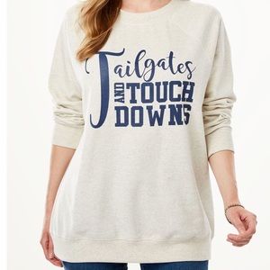 NWOT Tailgate & Touchdowns Scoop Neck Sweatshirt